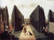 unknow artist Hartwell House,Topiary alleys behind the wilderness and William iii Column France oil painting artist